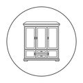 Classical cupboard icon in outline style isolated on white background. Furniture and home interior symbol stock vector