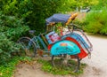 Classical cycle ricksha cart, Vintage transportation vehicle from Asia Royalty Free Stock Photo