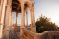 Classical decorated columns of the castle Miramare near Trieste