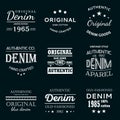 Classical denim jeans typography emblems