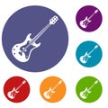 Classical electric guitar icons set Royalty Free Stock Photo