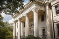 a classical exterior with columns, pediments, and crown moldings Royalty Free Stock Photo