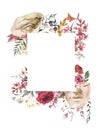 Classical Floral Vintage Template. Greek Sculpture Greeting Card With Dry Flowers And Butterfly