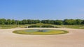 Gardens of Chantilly castle, with lakes and fountains on a sunny day, Oise, France Royalty Free Stock Photo