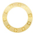 Classical Golden Greek Meander Pattern Circle Frame