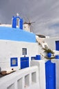 Classical greek architecture, blue and white - santorini Royalty Free Stock Photo