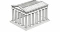 Classical Greek temple illustration features a rectangular structure with an array of Royalty Free Stock Photo