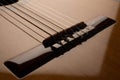 Classical guitar bridge up close Royalty Free Stock Photo