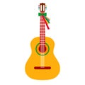 Classical Guitar. Flat Design Vector Illustration Of cartoon style Drawn Acoustic Guitar. Royalty Free Stock Photo