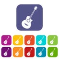 Classical guitar icons set Royalty Free Stock Photo