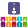 Classical guitar icons set Royalty Free Stock Photo