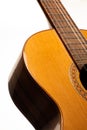 Classical guitar isolated on a white background close up Royalty Free Stock Photo