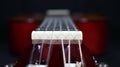 Classical guitar looking down neck towards body Royalty Free Stock Photo