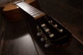 Classical guitar machine head and fretboard close up