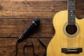 Classical guitar and microphone For musicians.