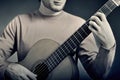 Classical guitar player details Royalty Free Stock Photo