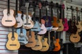 Classical guitars for sale in a showcase of a store in the commercial center of the city of Salvador, Bahia