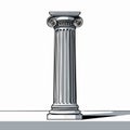 Classical Ionic Column with Intricate Details and Shadow on White Background Royalty Free Stock Photo