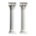 Classical Ionic Columns and Architectural Structure Isolated on White