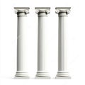 Classical Ionic Columns and Architectural Structure Isolated on White