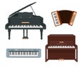 Classical keyboard musical instruments Set of icons. Royalty Free Stock Photo