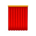 Classical red stage curtains from velvet or velour. Theatrical drapery. Flat vector element for interior decoration or Royalty Free Stock Photo