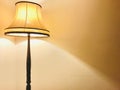 Classical luxury and elegant wooden floor lamp light up in the dark . Royalty Free Stock Photo