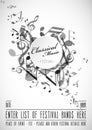 Classical music festival advertising poster template with tunes. Royalty Free Stock Photo