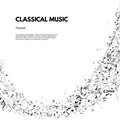 Classical music festival poster or banner template. Vector Classical Music festival text on stave background. Royalty Free Stock Photo