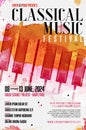 Classical music festival poster template with grungy background Royalty Free Stock Photo