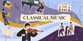 Classical Music Flat Collage Royalty Free Stock Photo