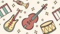 Classical Music Instruments Seamless Pattern, vector design Generative AI Royalty Free Stock Photo