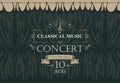 Classical music poster with black stage curtains