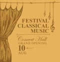 Classical music poster with gold stage curtain