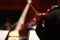 Classical music. Violinists in concert. Stringed, violinist.Closeup of musician playing the violin during a symphony Royalty Free Stock Photo