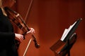 Classical music. Violinists in concert. Stringed, violinist.Closeup of musician playing the violin during a symphony Royalty Free Stock Photo
