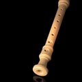 Classical musical instrument is the block flute on black background Royalty Free Stock Photo