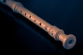 Classical musical instrument is the block flute on black background Royalty Free Stock Photo