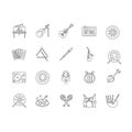 Classical musical instrument pixel perfect linear icons set Royalty Free Stock Photo