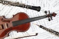 Classical musical instruments notes. Royalty Free Stock Photo