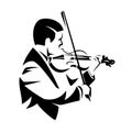 Classical musician playing violin black and white vector portrait Royalty Free Stock Photo