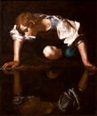 Narcissus, oil on canvas, Caravaggio