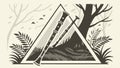 Oboe in Abstract Triangle with Wilderness and Trees, vector design Generative AI Royalty Free Stock Photo