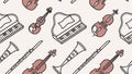 Classical Orchestra Instruments Seamless Pattern, vector design Generative AI Royalty Free Stock Photo