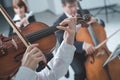 Classical orchestra string section performing Royalty Free Stock Photo