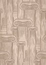Classical pattern of ancient columns drawn in engraving technique Royalty Free Stock Photo