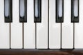 Classical piano keyboard, black and white keys of musical instrument close up, top view Royalty Free Stock Photo