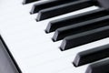 Classical piano keyboard selective focus.Piano keys musical instrument side view.Piano famous acoustic equipment