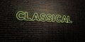 CLASSICAL -Realistic Neon Sign on Brick Wall background - 3D rendered royalty free stock image
