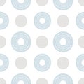 Classical realistic seamless pattern with round grey and blue pearls on the white background Royalty Free Stock Photo